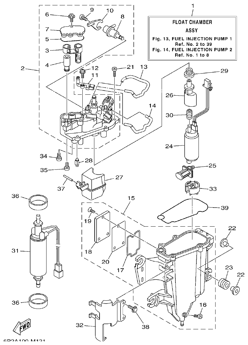 Yamaha F200BET, FL200BET FUEL INJECTION PUMP 1 parts diagram
